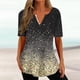 thumbnail image 4 of Tops Cortos para las Mujeres Impresas Blusas Botón Camiseta Manga Corta Cuello en V, Top de Moda para Primavera Verano, 4 of 5