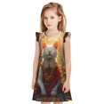 thumbnail image 1 of Balery Sunshine Flower Meditating Cat Camisón de princesa para niñas, pijama de algodón con mangas abullonadas, suave y bonito.-X-Large, 1 of 6