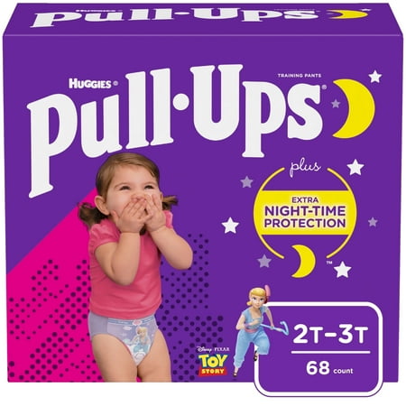 Pull-Ups Girls' Night-Time Training Pants, 2T-3T, 68 Ct