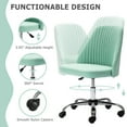 thumbnail image 3 of edx Makeup Chair Armless Office Chair With Wheels, Comfortable Home Office Desk Chair, Adjustable Swivel Upholstered Fabric Makeup Task Computer Chair, Green, 3 of 7