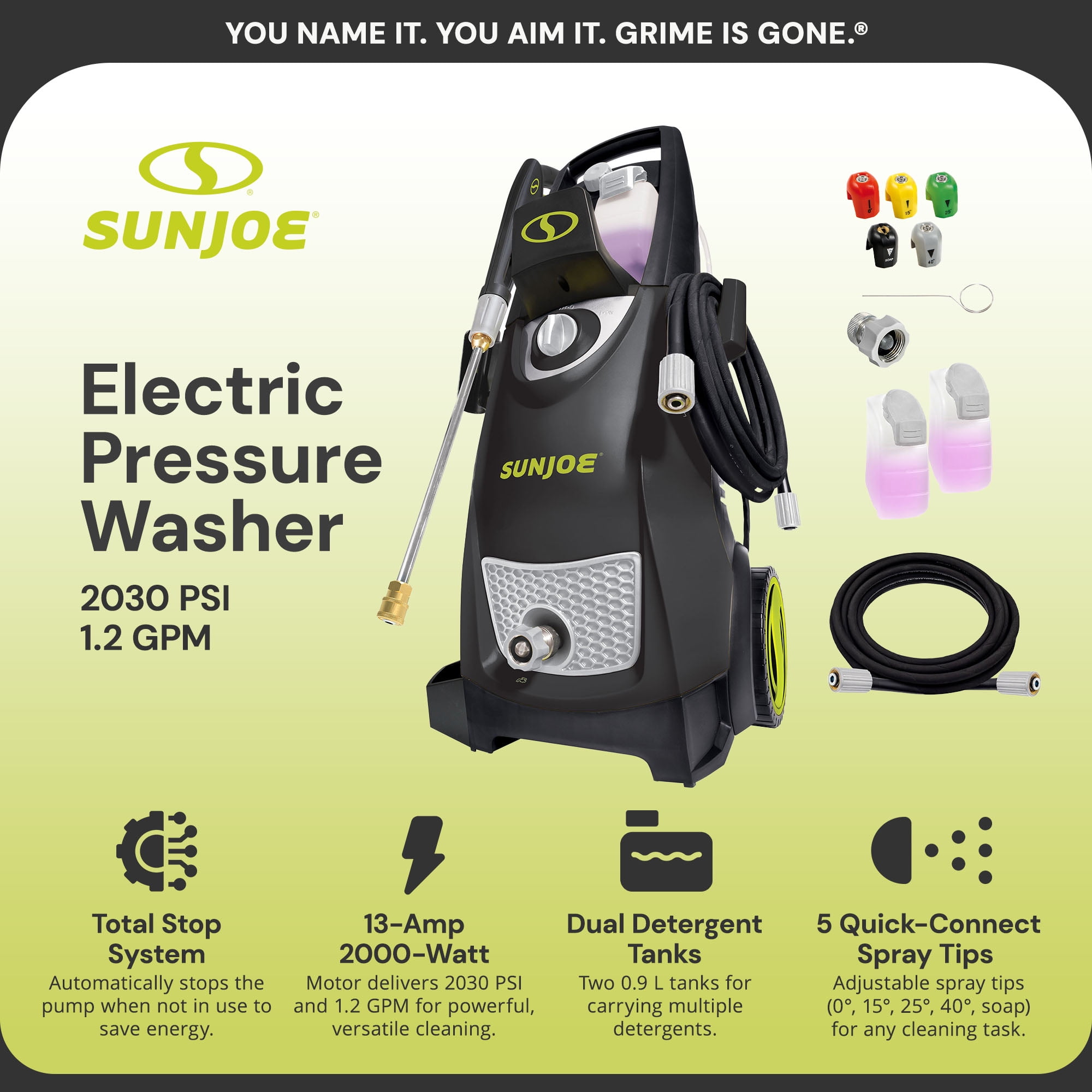 Sun Joe Electric Pressure Washer with Wheels and 3 Pack Pressure Washer Cleaner