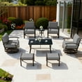 thumbnail image 4 of ALAULM 6-Seat Aluminum Patio Furniture Set, Outdoor Patio Conversation Set with Rectangular Metal Coffee Tables and 5.1" Cushions for Patio Backyard Poolside，Grey, 4 of 8
