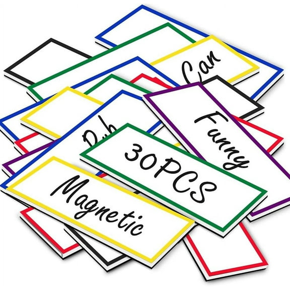 30Pcs Magnetic Dry Erase Labels 1.5" x 4" Writable Magnetic Name Tags Strips Plates for Refrigerator, Metal Shelves, Crafts,Colored Magnets for Whiteboard