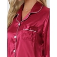 thumbnail image 4 of DARING DIVA Women's Long Sleeves Button Down Satin Pajama Sets XS Red, 4 of 6