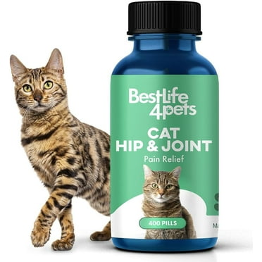 BestLife4Pets Cat Hip and Joint Supplement - Relief from Injuries, and Pain - Improve Mobility - No Odor or Taste - Natural Easy to Use and Swallow – Pills