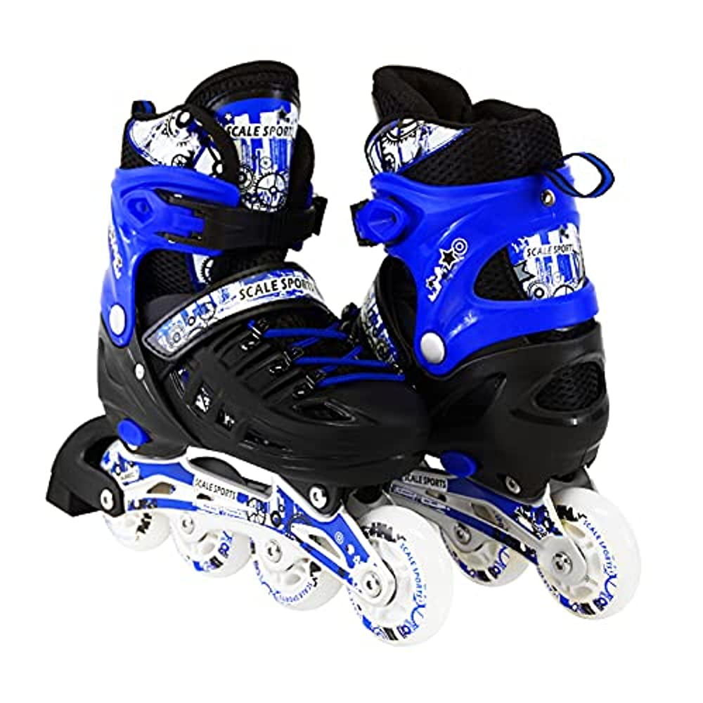 Kids Adjustable Inline Roller Blade Skates Scale Sports Blue Medium