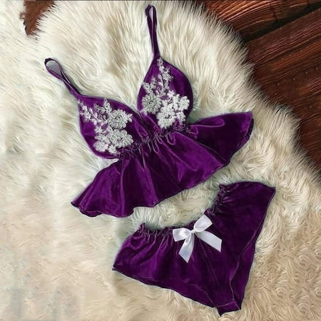 

Uorcsa Wrap Chest Lace Underwear V Neck Erotic Fashion Women Temptation Lingerie Sets Purple