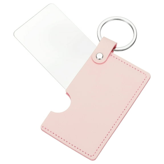 Uxcell Small Rectangle Pocket Mirror for Purse, 2 x 3.35 Inch Stainless Steel Compact Makeup Mirror with Leather Case, Travel Mirror Handheld Mirror for Women, Girls, Purse, Gift(Pink)