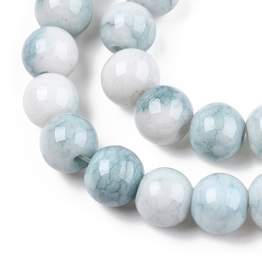 20strands Opaque Glass Round Beads Strands Imitation Stones Round Pale Turquoise 8~9mm Hole: 1.5mm about 104~106pcs/strand 30.31~31.10 inch(77~79cm)