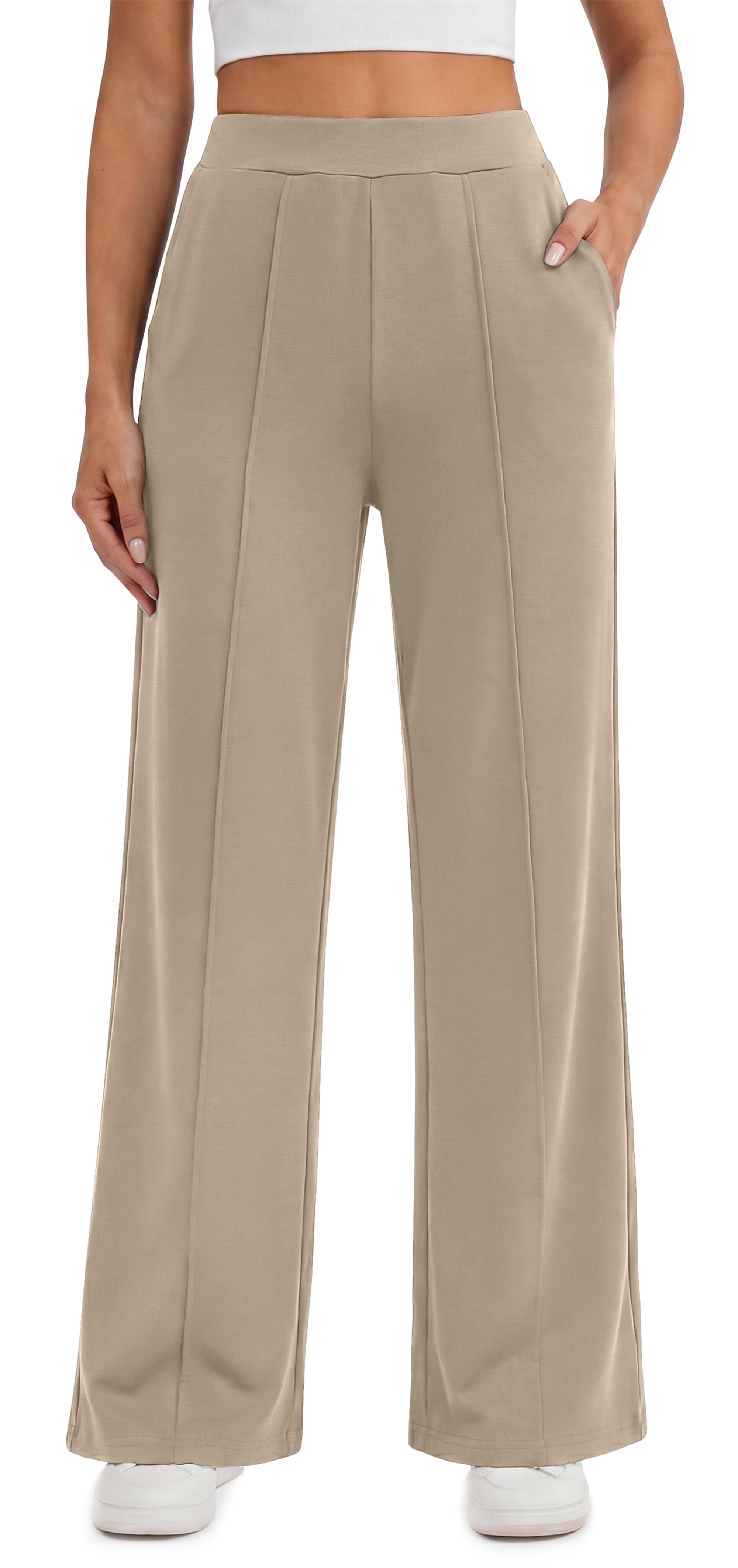 Fantaslook, Womens Dress Work Pants, XL, Beige, 50% Rayon