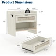 thumbnail image 2 of GarveeHome Rattan Nightstand, Bedside Table with Type-C Charging Station - 1 Storage Drawer & Open Storage Space, White, 2 of 9
