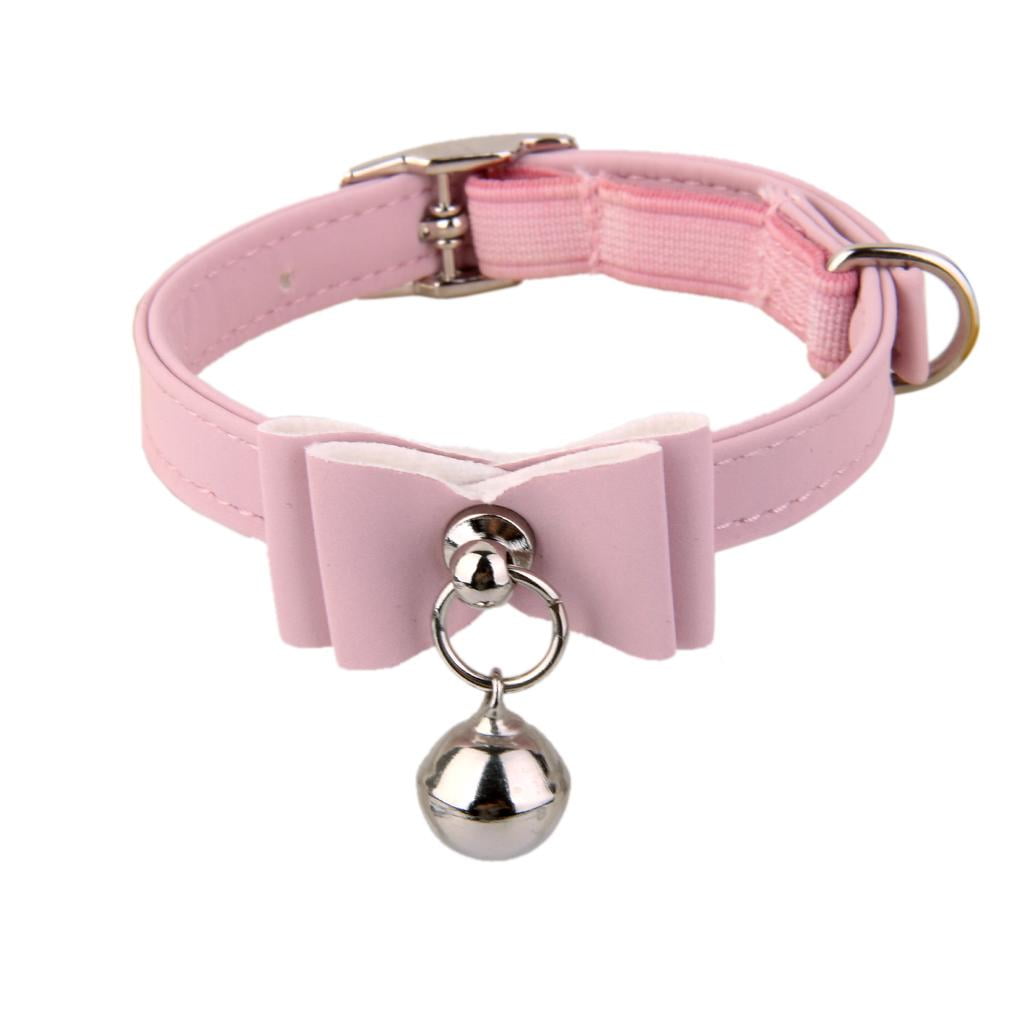 Adjustable Soft Pet Cat Kitten Puppy Collar Safety Buckle Neck Strap With Bell F 