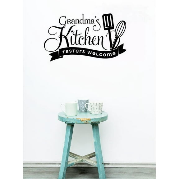 Home Décor Grandma's Kitchen Tasters Welcome Vinyl Family Kitchen Wall Stickers Decals 23x13-Inch Black
