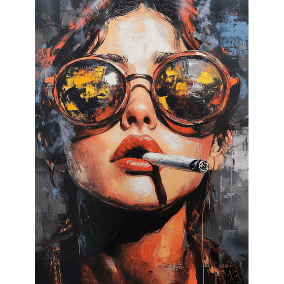 Stylish Woman Smoking Canvas Print/Wall Art, Perfect for Living Room, Bedroom, Office, Hallway, and Bathroom Decoration.