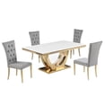thumbnail image 2 of Terracotta Gray/Gold Faux Marble Dining Set (5-Piece), 2 of 7