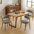 thumbnail image 3 of Furniliving Modern Dining Chairs Set of 2, Upholstered Dining Room Chairs with Black Metal Legs, Curved Backrest, Round Thicken Kitchen Chairs for Dining Room, Island, Faux-Teddy, Gray, 3 of 11