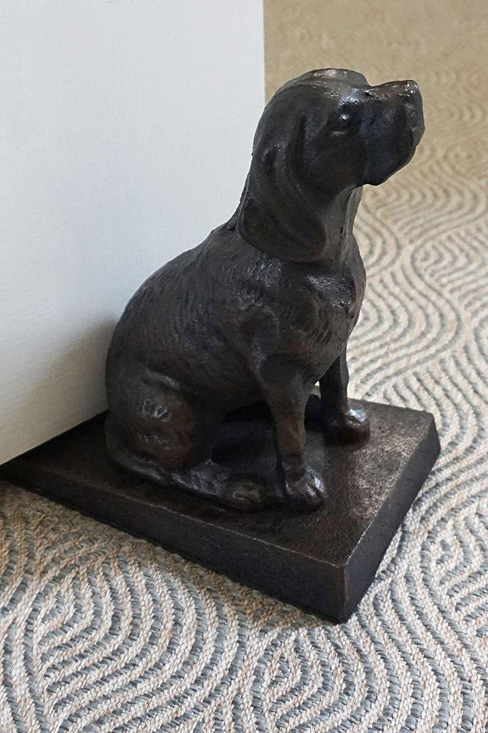 Lulu Decor Cast Iron Heavy Duty 6 lbs 9 oz Dog Door Stoppers with Base, Each Measures 7" H, 3.5" W and 8.25" L, Cute, Good Looking Dogs, Set of 2 Door stoppers