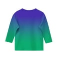 thumbnail image 4 of Efsteb Kids Girls 3/4 Sleeve Shirts Loose Casual Round Neck Three-quarter Sleeve Tops Summer Cute Gradient Color Comfy Blouses(Green,9-10 Years ), 4 of 5