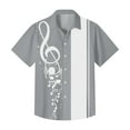 thumbnail image 4 of Lumtrix Men's Vintage Bowling Shirt 1950s Retro Rockabilly Style Short Sleeve Button Down Music Hawaiian Shirts Gray 2XL, 4 of 5