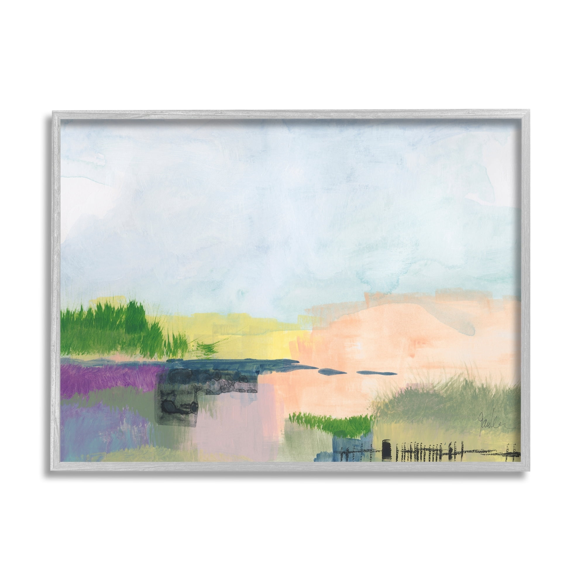 Stupell Industries Rural Pastel Landscape Comforting Farmland Hills Scenery Painting Gray Framed Art Print Wall Art, Design by Jan Weiss
