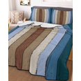 thumbnail image 3 of Quilts Twin XL Size, Blue Brown Soft Comforter Bedding Set for Bed, Farmhouse Wood Grain Vintage Vertical Striped Lightweight Quilted Bedspread with Pillow Cover(2 Pieces) for All Season, 68x98 Inch, 3 of 6