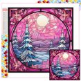 thumbnail image 1 of (ZQA1980) Pintura Cristal Invierno Rosa Con Diamantes Serie Paisaje Resina Cuadrada 40x40CM Tamaño Lienzo 45x45, 1 of 9
