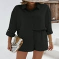 thumbnail image 2 of Trendy Button Down Shirt and Shorts Set for Women, 2 of 5