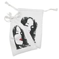 thumbnail image 2 of Woman Fabric Pouch Set of 2, Funny Seductive Woman Cool Silhouette with Feminine Style, Small Drawstring Bag for Toiletries Masks and Favors, 9" x 6", Black Vermilion, by Ambesonne, 2 of 2