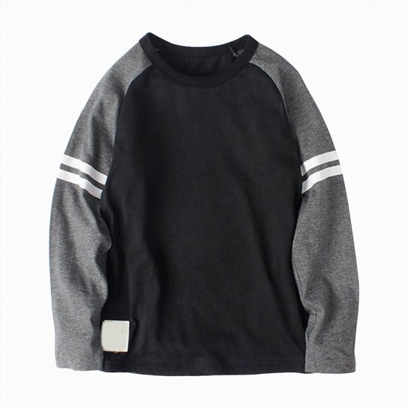 KPOPLK Waffle Long Sleeve T-Shirts Boys 1-7T Kids Trendy Crew Neck Tops Toddler Fall Warm Shirts Basic Tees(8-10 Years,Black)