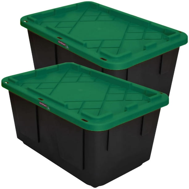 Caja de Plástico VentDepot BoxUpGreen 2Pzas 102 Lt 77x52x38cm Apilable Polietileno Negro/Verde