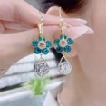 thumbnail image 1 of Pendientes de aro de cristal con flores a la moda, pendientes colgantes para mujer, joyería de boda, regalo 2022 JM, 1 of 5