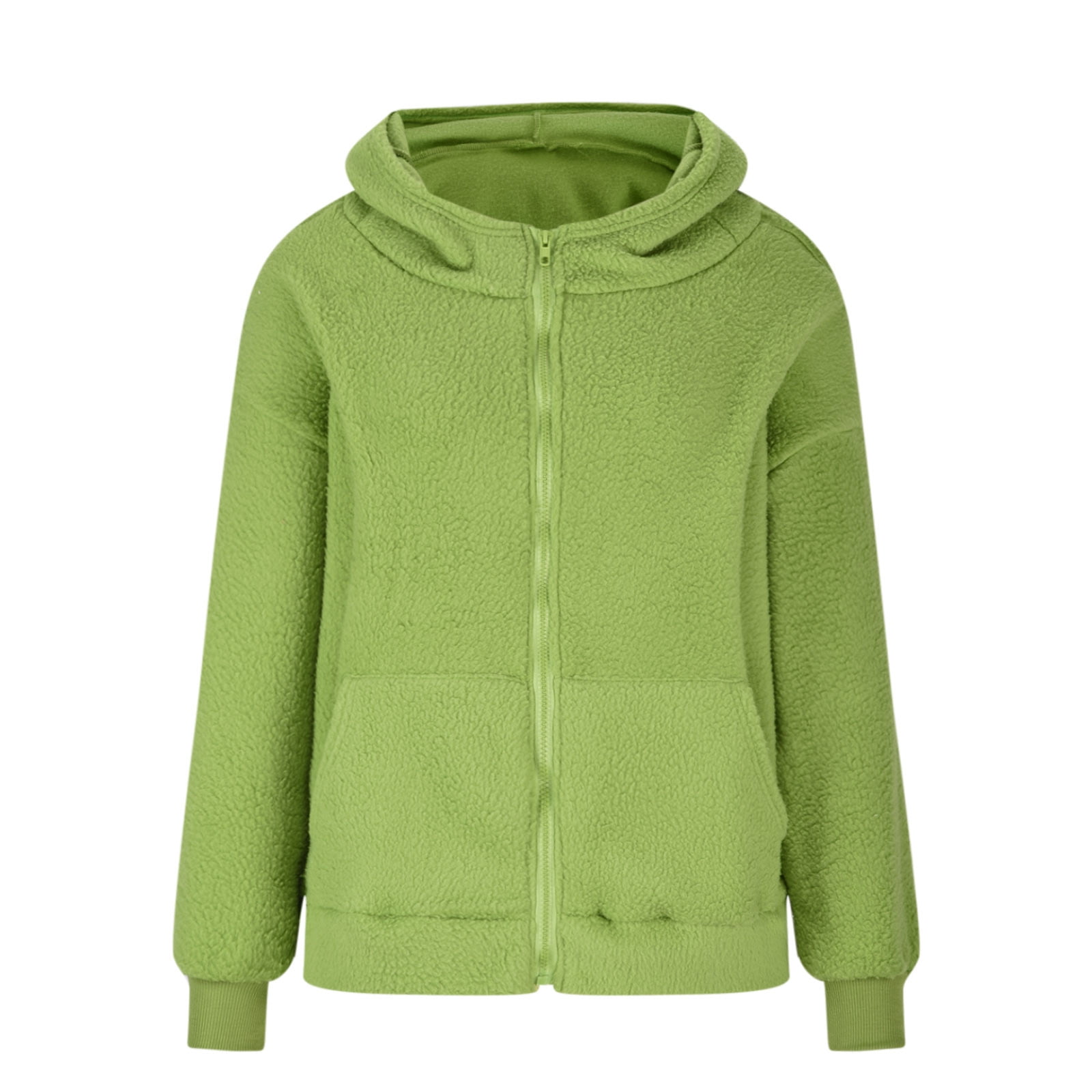 Fesfesfes Women Flannel Jacket Loose Age Reducing Cute Ear Hooded Lamb Wool Coat Thickened