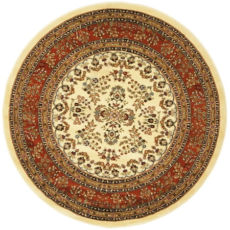 SAFAVIEH Lyndhurst Isadora Floral Area Rug, Ivory/Rust, 5'3" x 5'3" Round