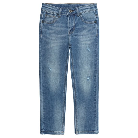 KIDSCOOL SPACE Little Girls Jeans,Elastic Band Inside Ripped Strechy Slim Fit Denim Pants