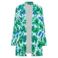 thumbnail image 4 of Women's Plus Size Green Abstract Floral Cardigan, Long Sleeve Open Front Tunic with Pockets, 4 of 8