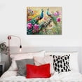 thumbnail image 5 of Acheng Wall Art Animal Peacock Flower Pictures Peacock Painting Large Size Framed Canvas Prints Wall Decor for Living Room Bedroom Large Wall Home Office Artwork   20x16in, 5 of 6