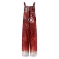 thumbnail image 5 of Women's Christmas Print Solid Wide-Leg Strapless Tank Jumpsuit with Pockets, Burgundy, Size XXL, 5 of 6