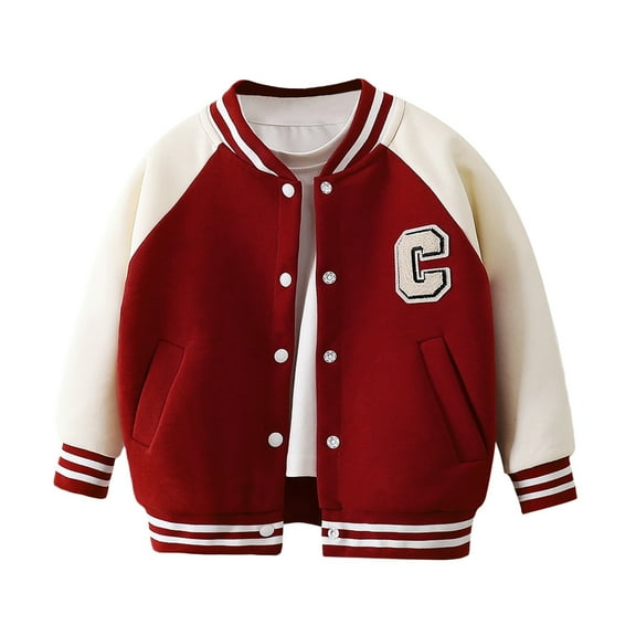 Little Boys Baseball Jacket Fall Thickened Kids Outerwear Casual Jacket Coat Boys
