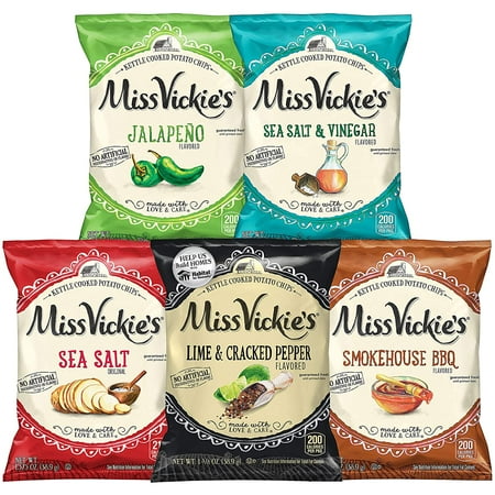 Miss Vickies Kettle Cooked Potato Chips  Variety Pack  1.375 oz  28 Count