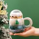 thumbnail image 1 of Fiudx Ofertas y liquidaciones Taza de cerámica navideña con degradado perlado en rojo y verde, taza festiva con tapa, 500 ml, como regalo de Navidad para familiares, socios y compañeros de trabajo, 1 of 6