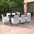 thumbnail image 1 of vidaXL 9 Piece Garden Dining Set with Cushions Poly Rattan and Glass, 1 of 4