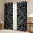 thumbnail image 2 of Homewish Vintage Western Dragon Curtains Pack of 2 (42x84 Each), Black Grey Damask Flower Print Curtains Blackout, Hippie Mandala Style Bedroom Curtains, Curtains and Drapes Decor, 2 of 6