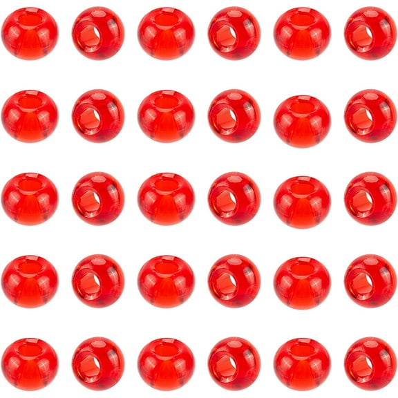 100pc 100PCS Large Hole Beads Rondelle Spacers Charms Glass Beads 15mm for DIY Bracelet Necklace Jewelry Making (Red)