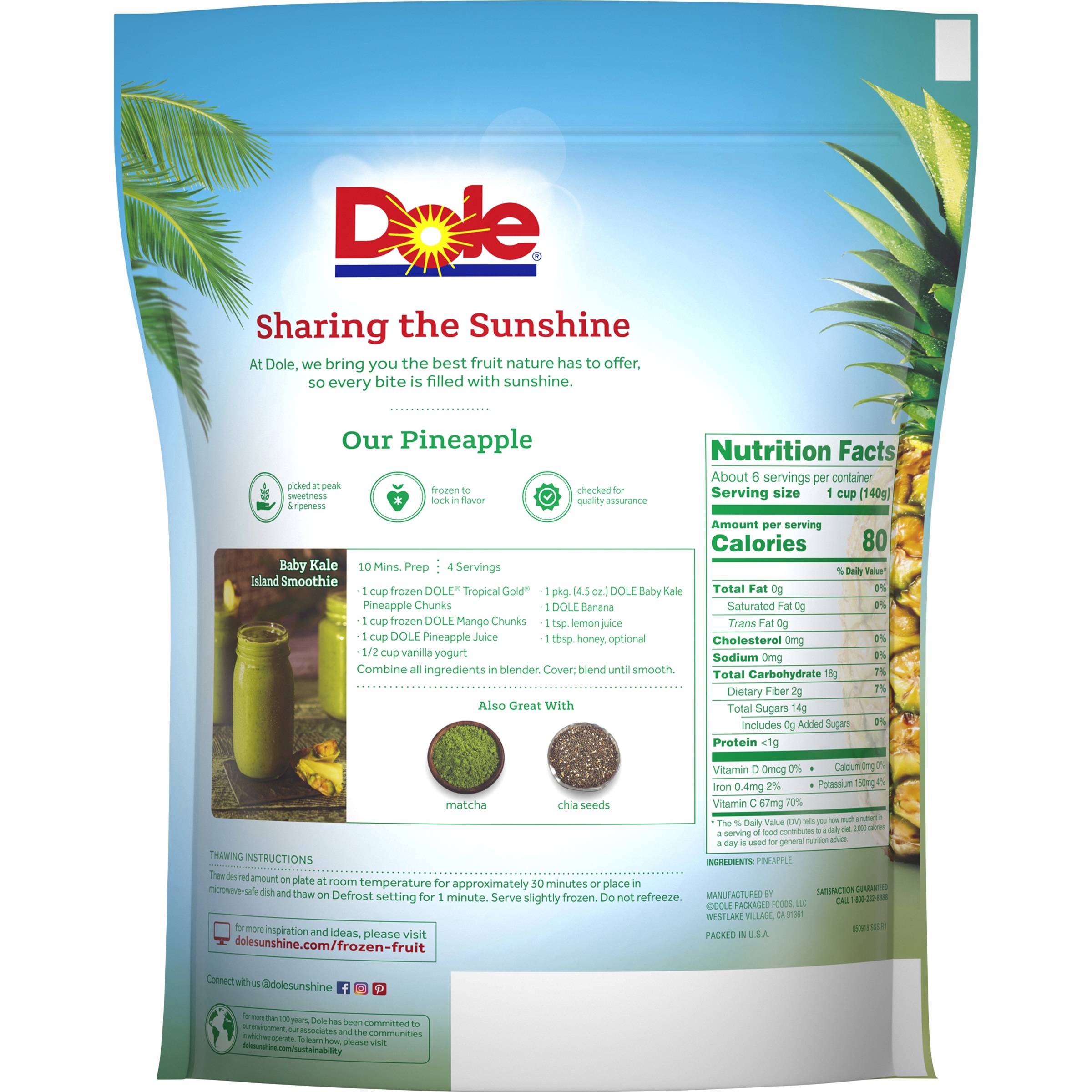 Dole Frozen Pineapple Chunks Nutrition Facts Nutrition Ftempo