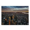 thumbnail image 2 of USA Cutting Board, Aerial View of the Manhattan Skyline at Sunset Famous Financial District NYC, Decorative Tempered Glass Cutting and Serving Board, Large Size, Blue Orange White, by Ambesonne, 2 of 5