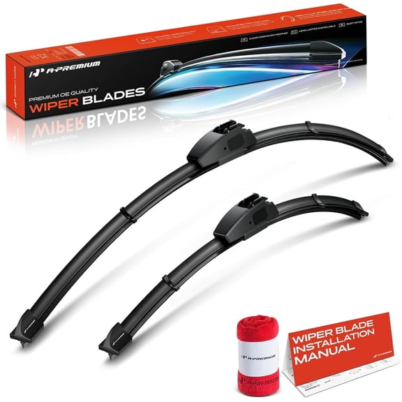 A-Premium Pack of 2 Windshield Wiper Blades with Wear Indicator & Towel - Compatible with Toyota Corolla 2019-2024, Prius C 2012-2019 - 28" and 14", Hook Connector, Left and Right