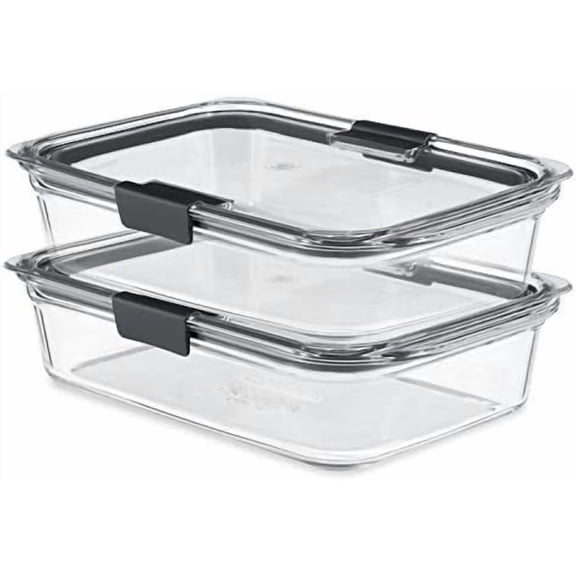 Brilliance Glass Food Storage Containers, 8 Cup, Set of 2, BPA-Free, Leak-Proof, Clear