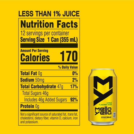 Mello Yello Citrus Soda Pop, 12 fl oz, 12 Pack Cans