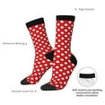 thumbnail image 4 of Picia Red Polka Dot Print Athletic Socks for Men & Women – Cushioned Moisture-Wicking Crew Socks for Sports, Running, and Training, Soft & Breathable Size 5-11, 4 of 6