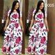 thumbnail image 2 of Elegante vestido de primavera para mujer, informal, de moda, con estampado floral, manga corta, superlargo, 2023, nuevo, a la moda, con aberturas., 2 of 5